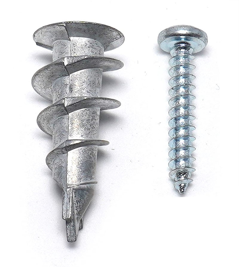 CONFAST Zinc Self-Drilling Metal Drywall Anchors Kit with Screws, 200 Pieces (100 Anchors + 100 Pcs 1" Screws), #8 Wall Anchors for Drywall, Sheetrock, and Hollow-Wall Installation - Image 2